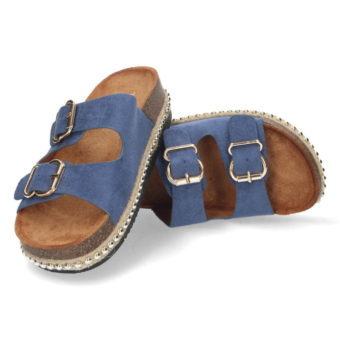 Sandalia plana de mujer forrada de yute - Azul (Ref. BL22-5)