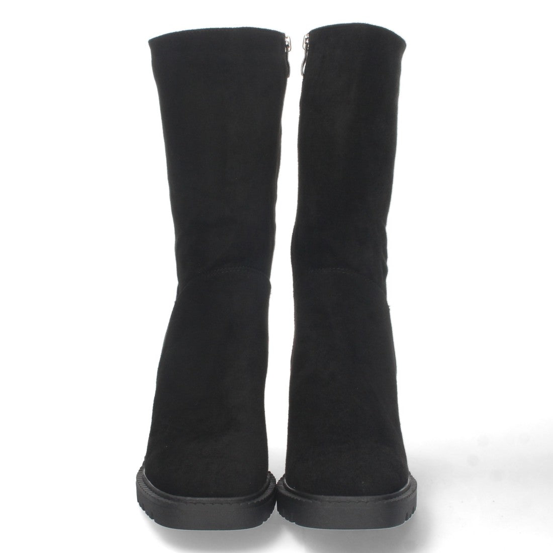 Bota de tacón de mujer con punta redonda