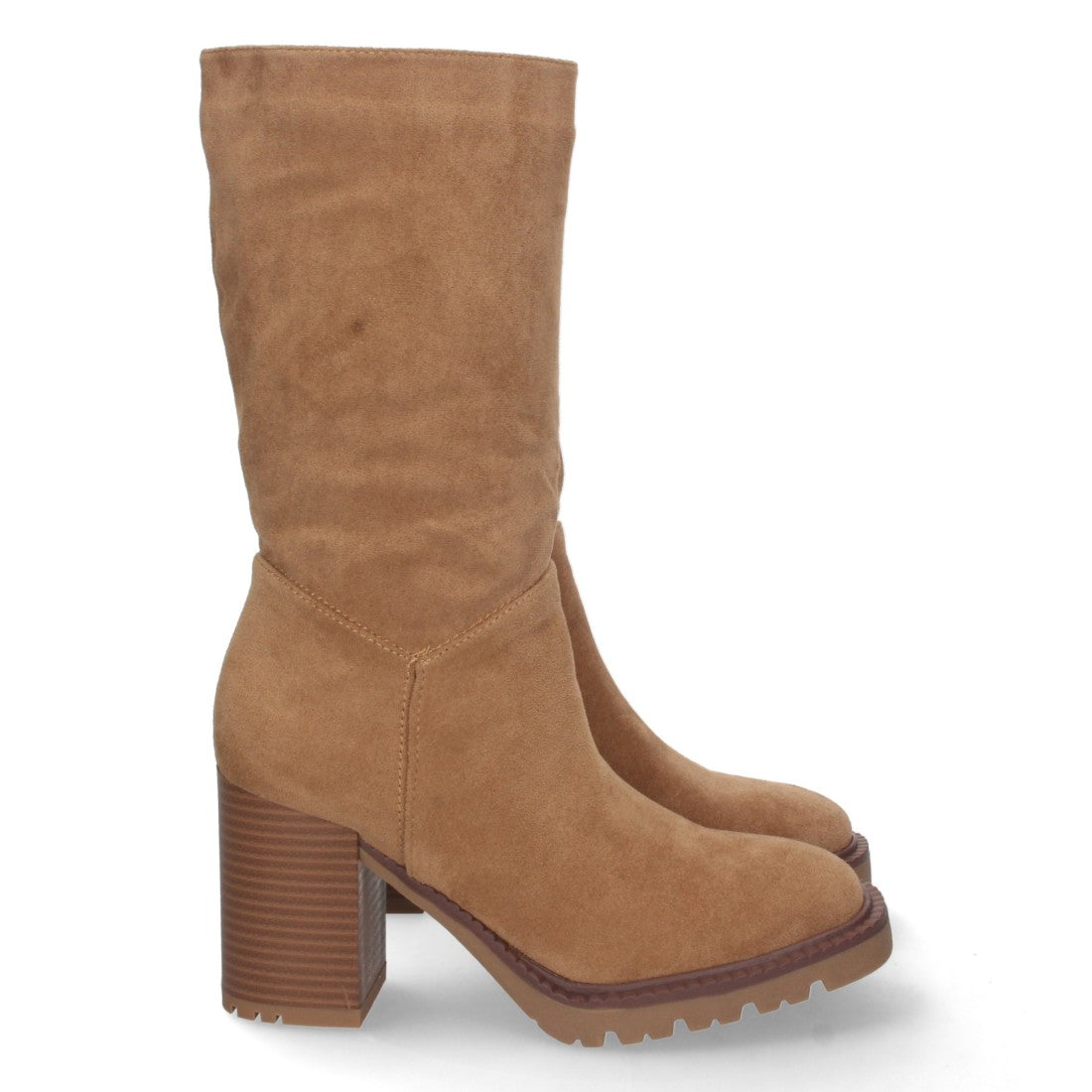 Bota de tacón de mujer con punta redonda