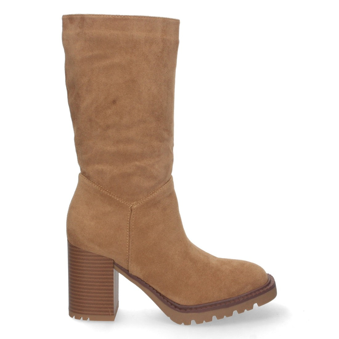 Bota de tacón de mujer con punta redonda