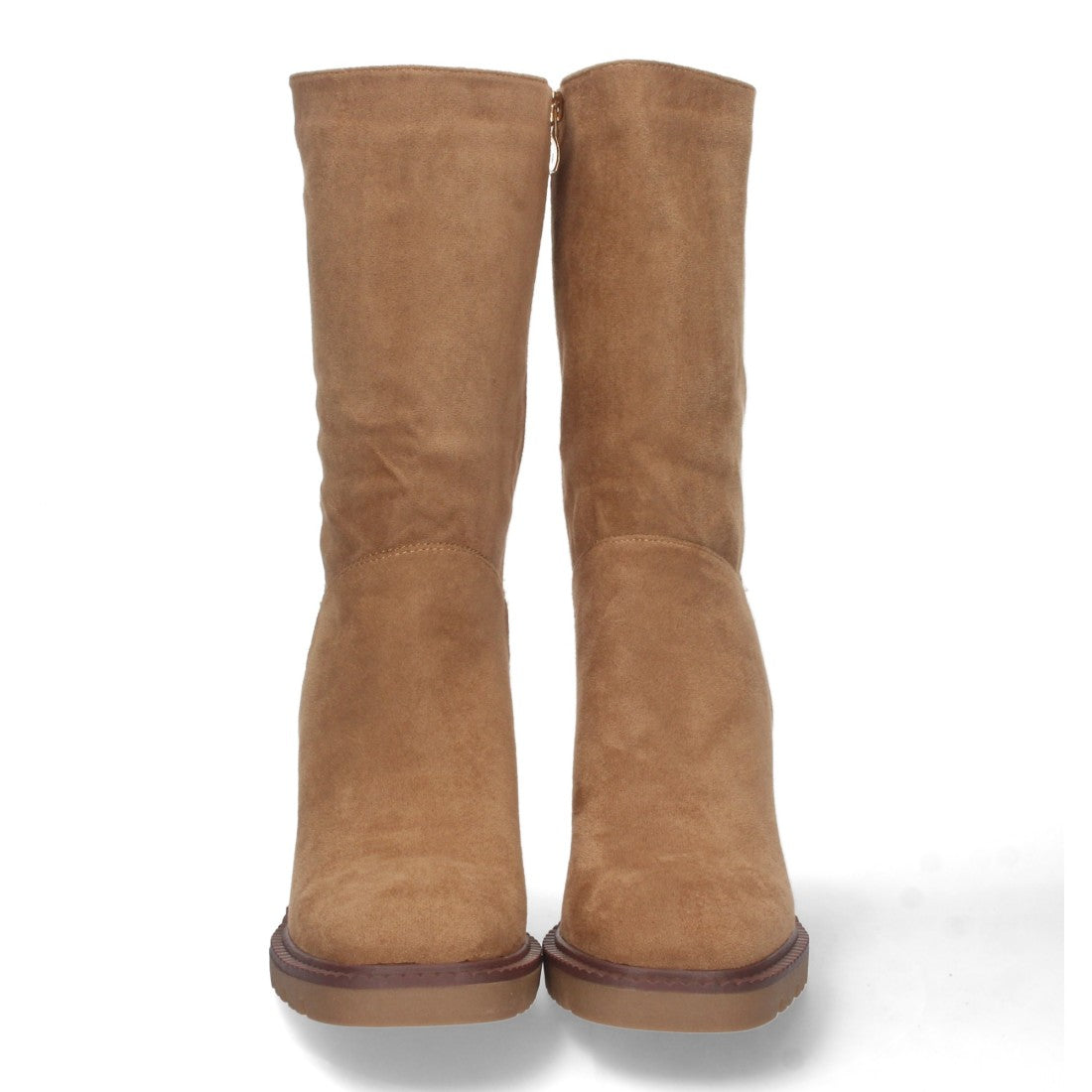 Bota de tacón de mujer con punta redonda
