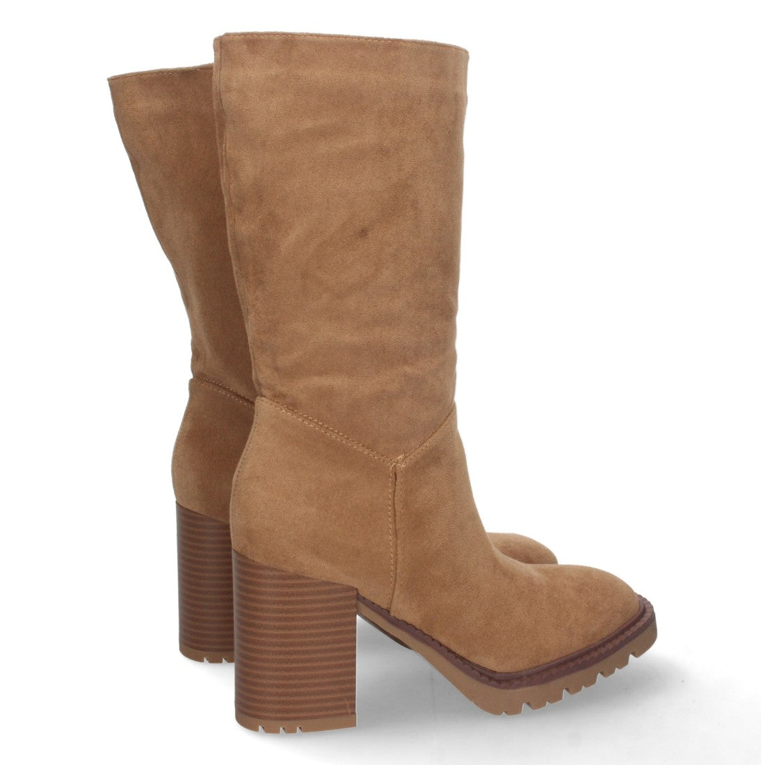 Bota de tacón de mujer con punta redonda