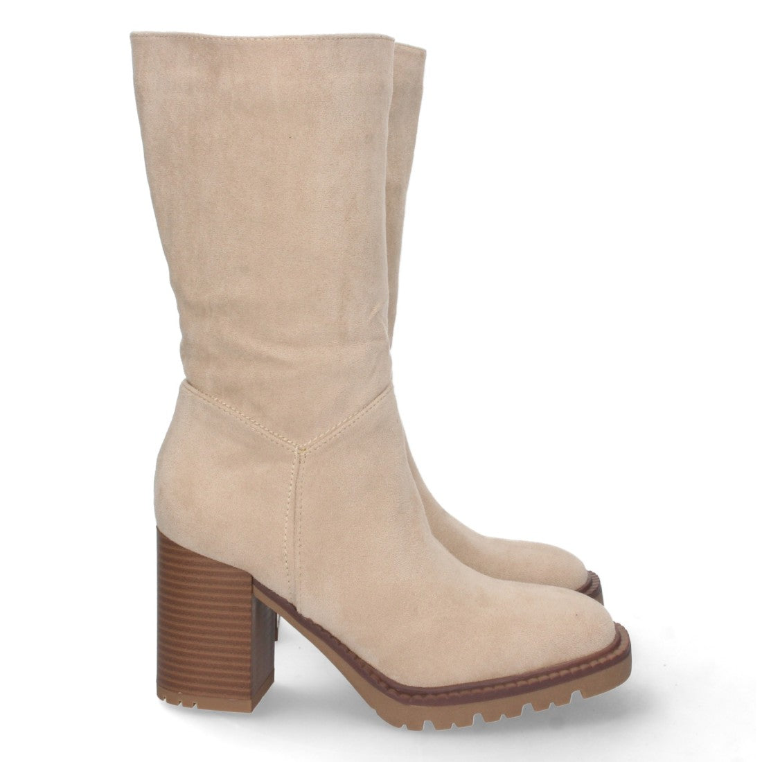 Bota de tacón de mujer con punta redonda