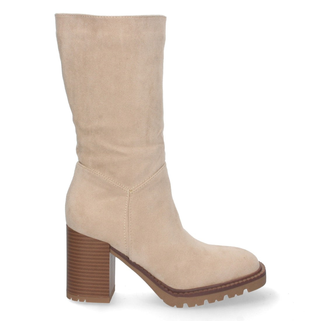 Bota de tacón de mujer con punta redonda
