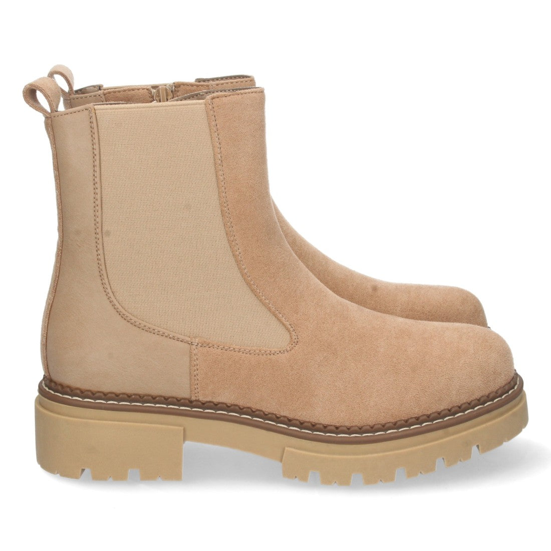 Botín plano de mujer con elástico en caña - Beige