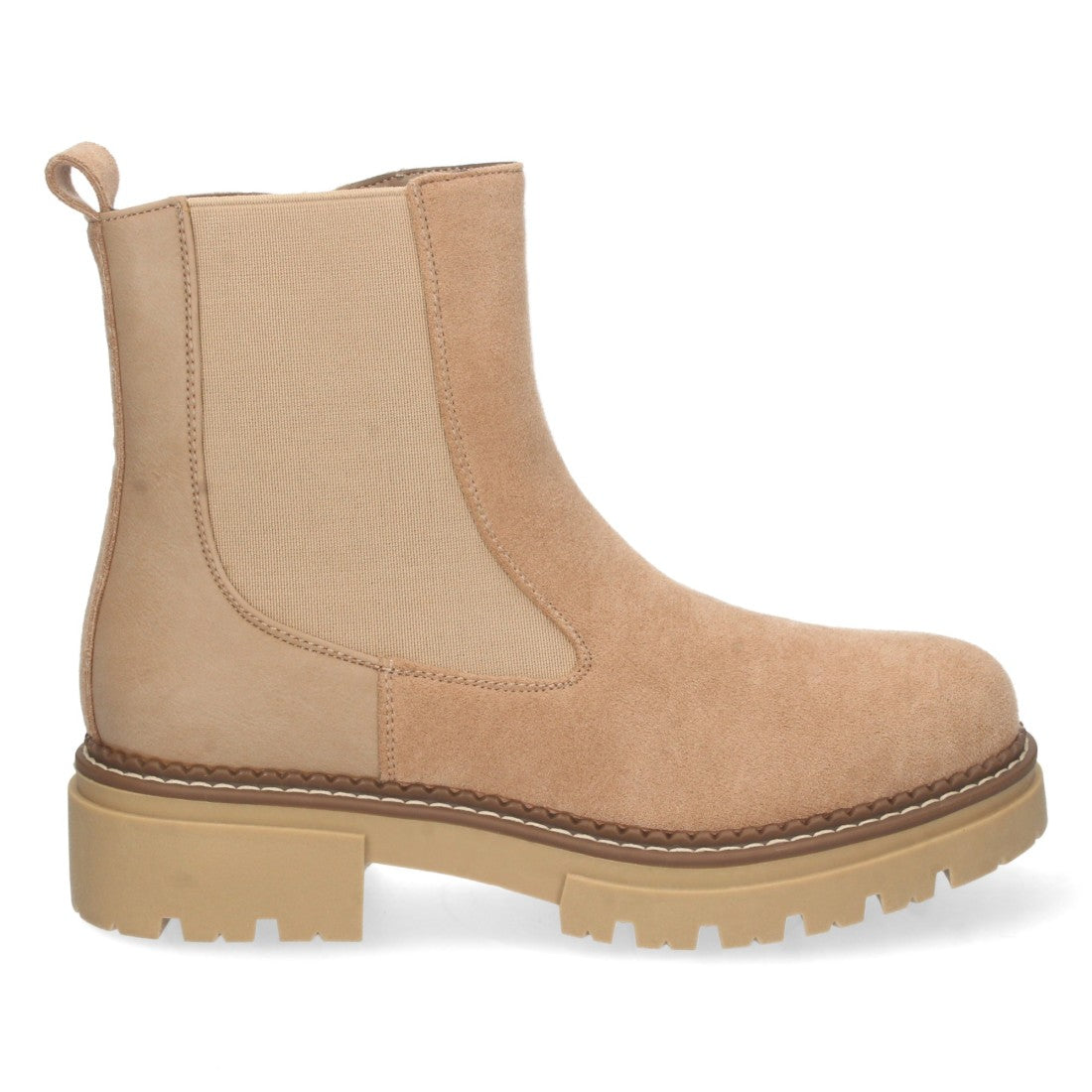 Botín plano de mujer con elástico en caña - Beige