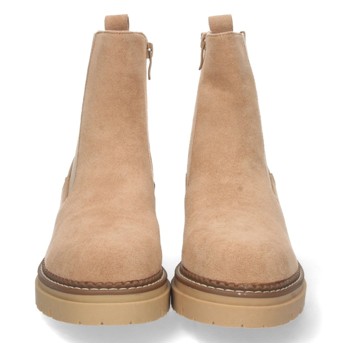 Botín plano de mujer con elástico en caña - Beige