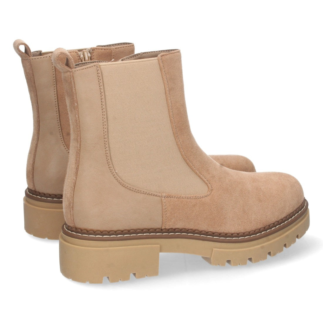 Botín plano de mujer con elástico en caña - Beige