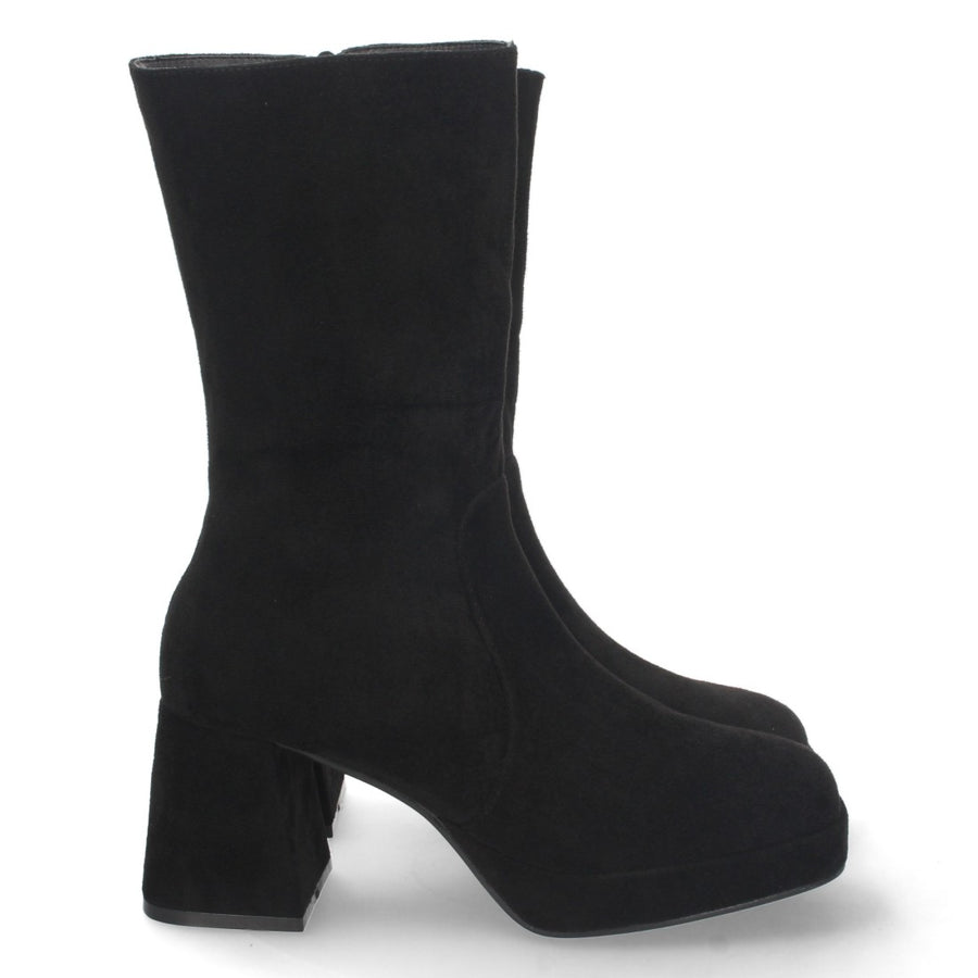 Bota de tacón de mujer con cierre de cremallera - Negro (Ref. DY613)