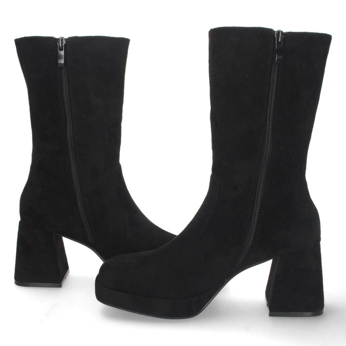 Bota de tacón de mujer con cierre de cremallera - Negro (Ref. DY613)