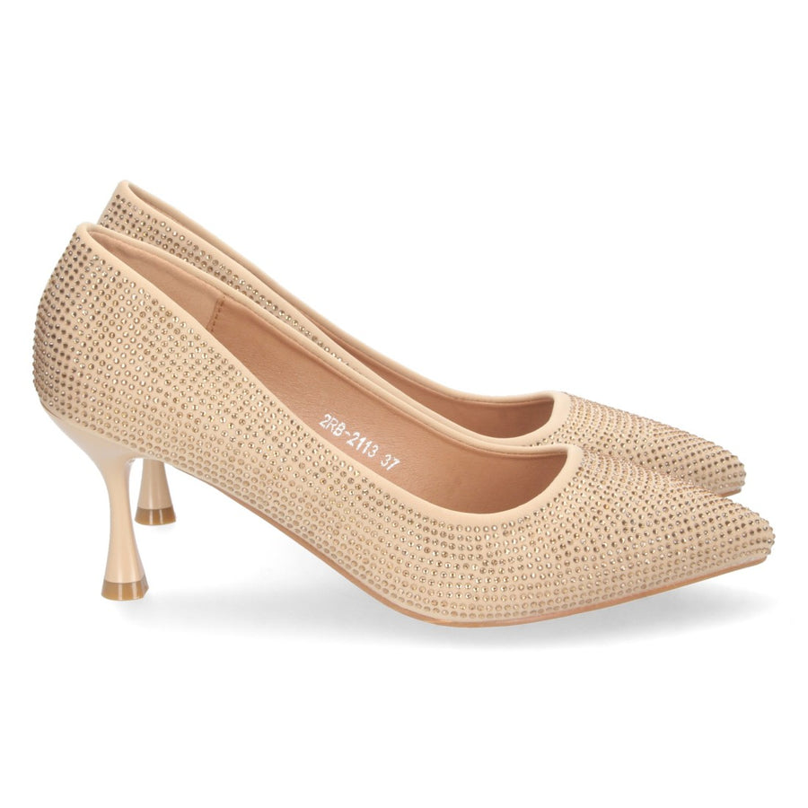 Zapato de tacón fino de mujer con strass