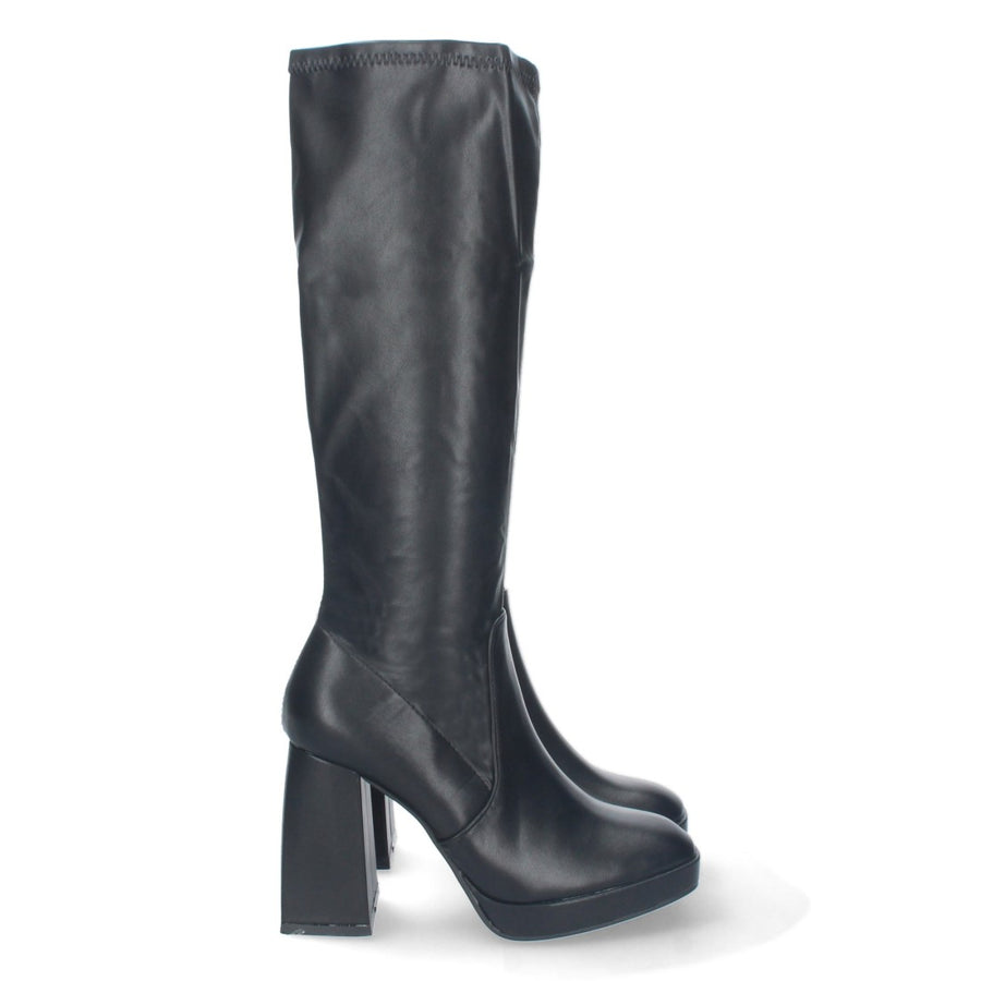Bota de tacón de mujer con cierre de cremallera - Negro (Ref. FZ163)