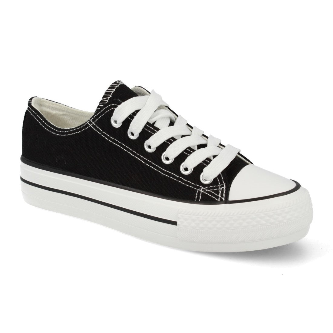 Bamba casual de doble suela y punta redonda - Negro (Ref. BYH-72)