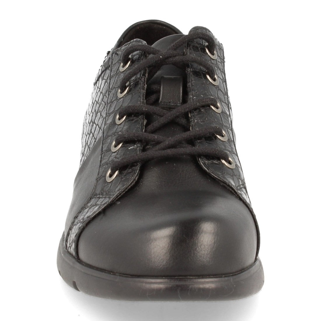 Zapato plano con cordoneras con estampado de serpiente otoño invierno - Negro