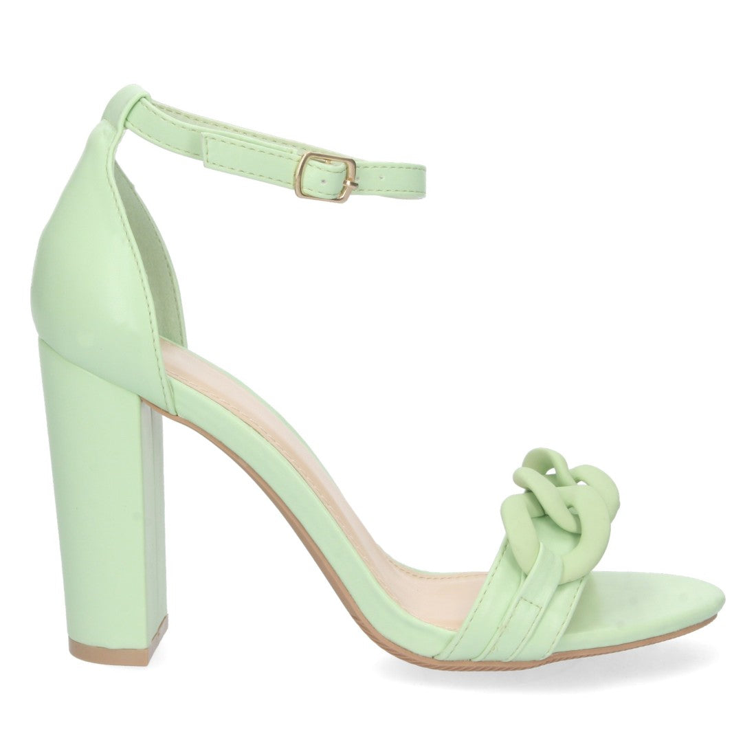 Sandalia de tacón alto de mujer con cierre ankle strap de hebilla