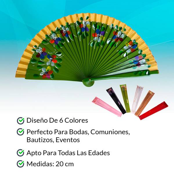Abanico de madera "Flower" 19 cm