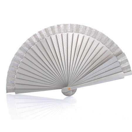 Abanico de madera liso plata