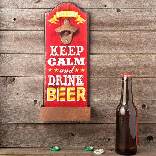 Abridor de botellas de pared "Keep calm"