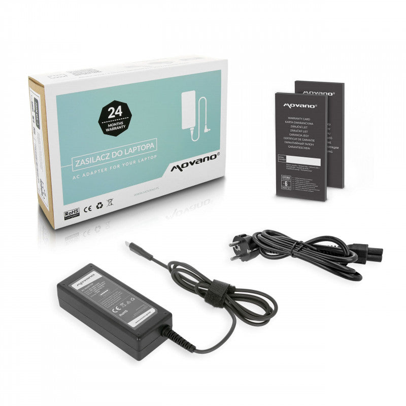 Cargador Movano 65W USB tipo C USB-C / CA 100-240 V