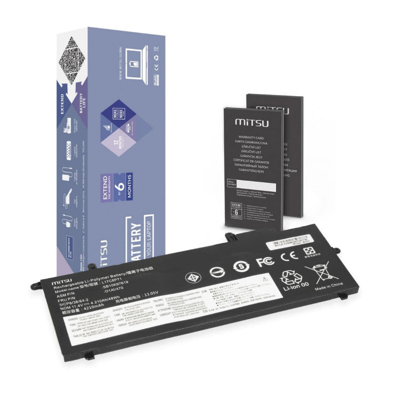 Mitsu Batería para Lenovo ThinkPad A285, X280 (4210 mAh) 11.4V