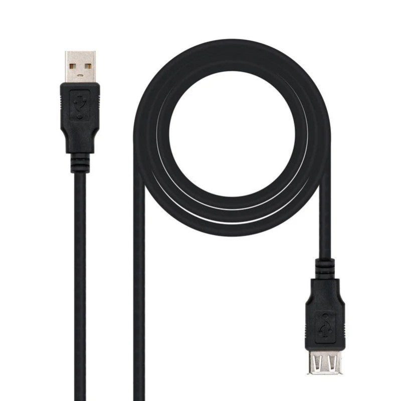 Cable USB 3.0 Tipo A Macho-Hembra 1,8M - USB carga y datos, Negro, A+
