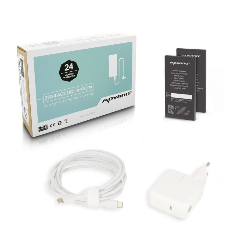 Cargador Movano 29W USB tipo C USB-C, compatible con iPad/MacBook, Blanco, Nuevo