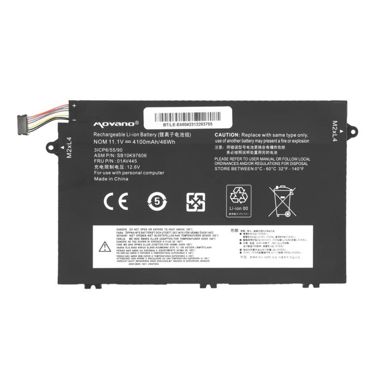 Batería Movano para Lenovo ThinkPad E480, E580 / 11.1V 4100 mAh
