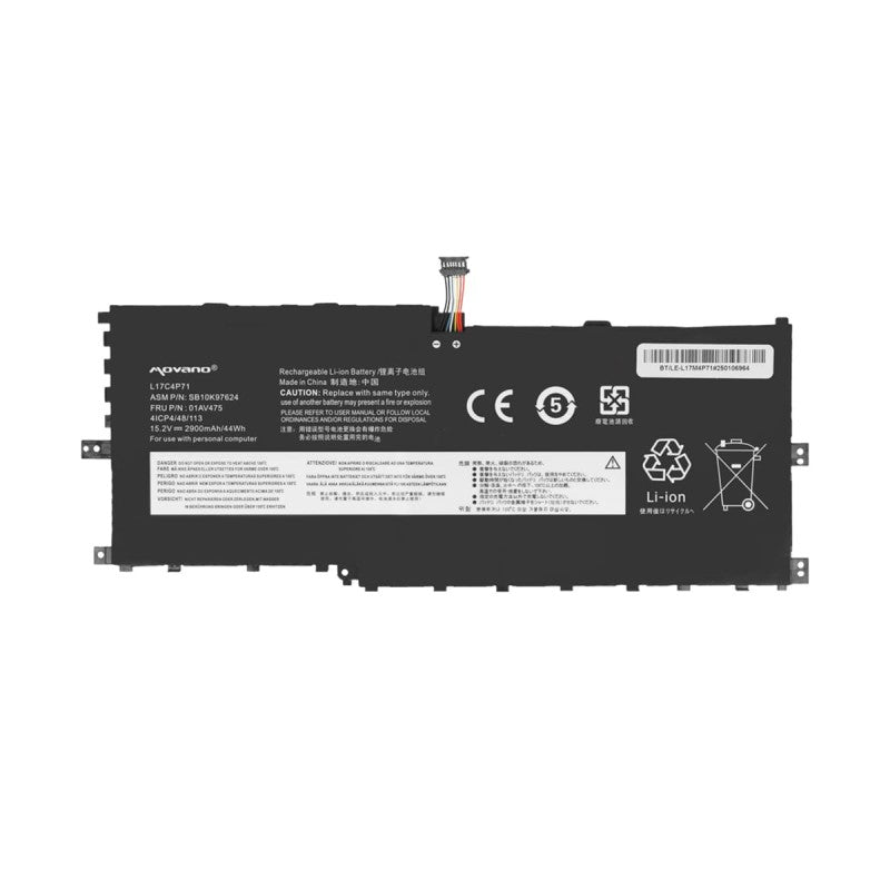 Batería Movano para Lenovo ThinkPad X1 Yoga Gen 3, Yoga 2018 / 11.4V 2900 mAh (44Wh)