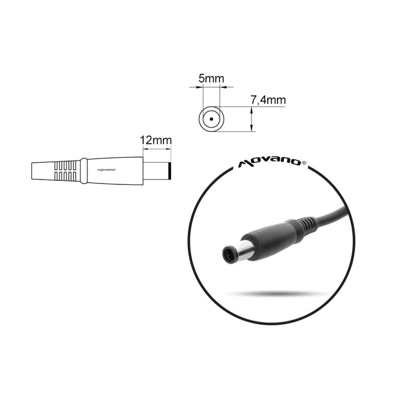 Cargador Movano para Dell 240W 19.5V 12.3A (7.4×5.0mm Pin)