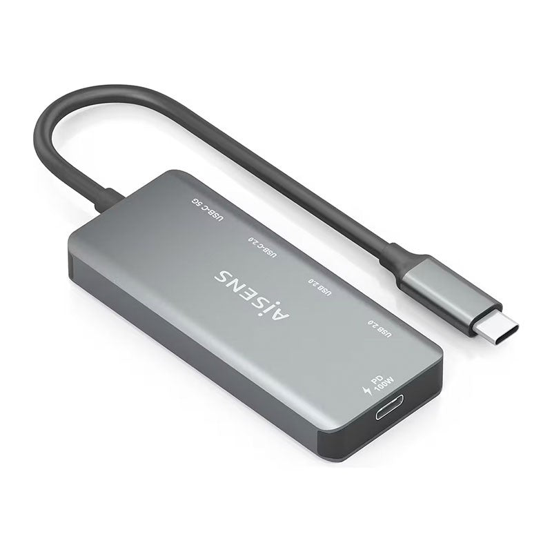HUB USB Aisens A109-0945 1xUSB-C PD 100W 3xUSB-A, Gris, 15cm
