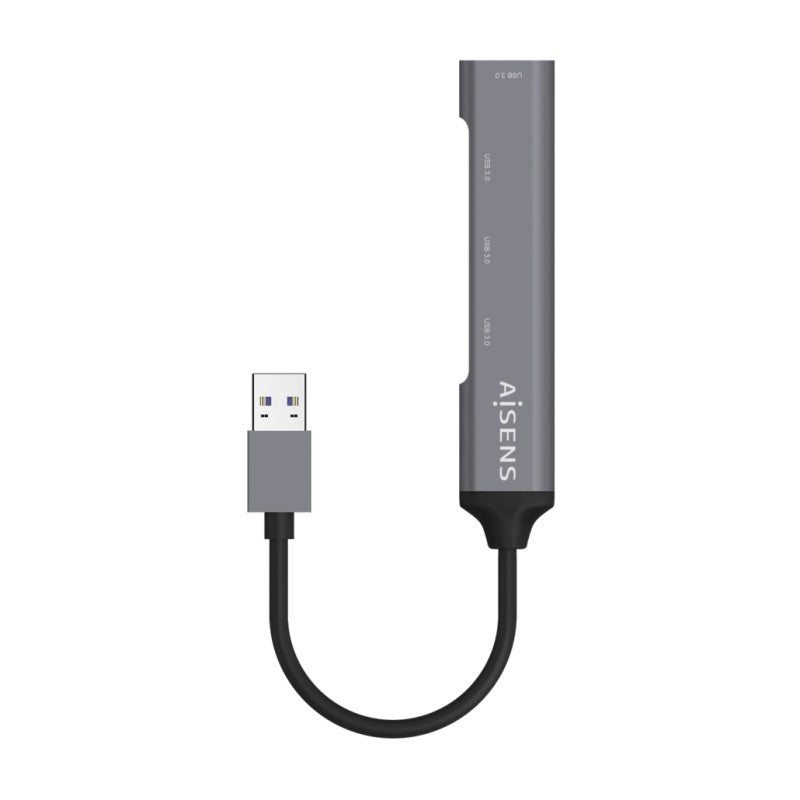 HUB USB Aisens A106-0540, 4 Puertos USB 3.0 Hembra, Gris, 10 cm
