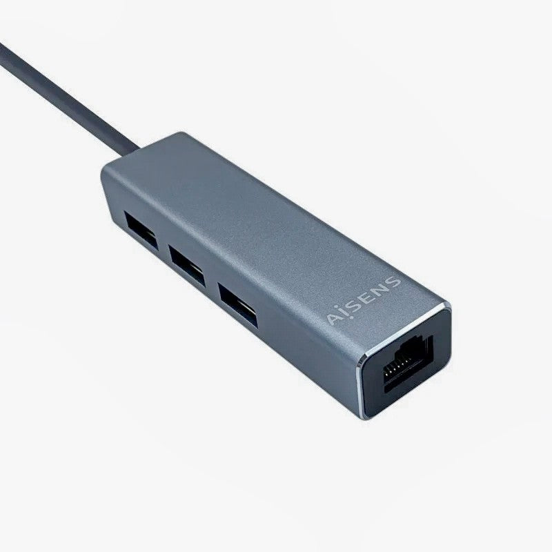Conversor Aisens A109-0396 USB-C a RJ45 Ethernet Gigabit 10/100/1000 MBPS + HUB 3xUSB-A 3.0