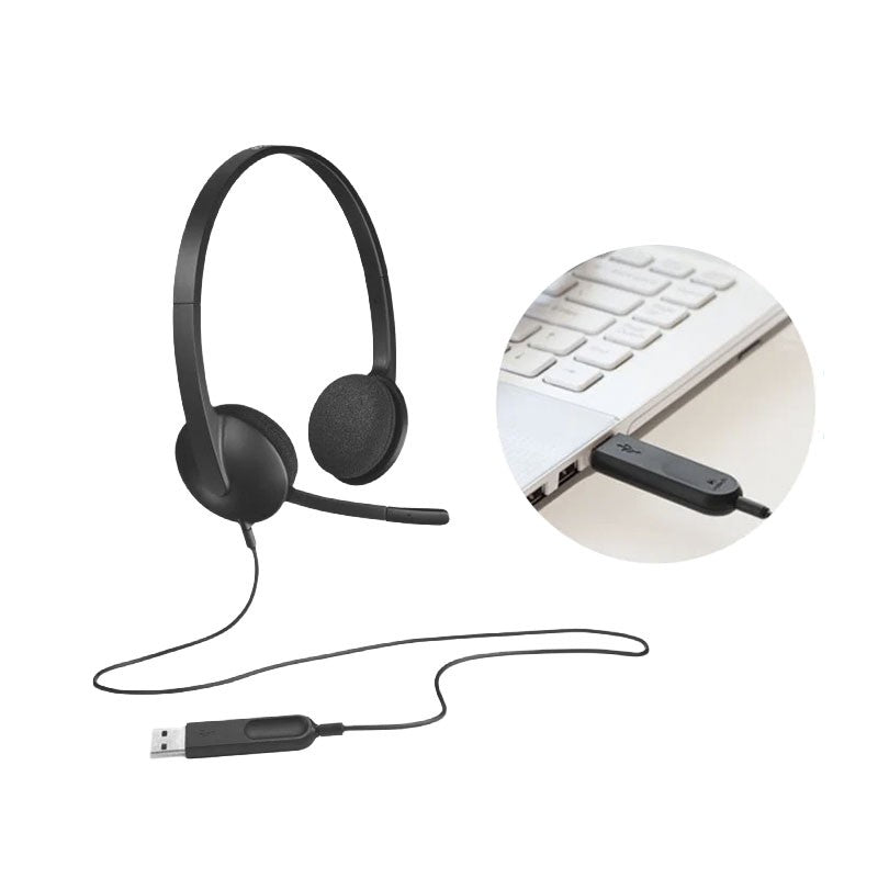 Auriculares Logitech H340 con Micrófono, Negro