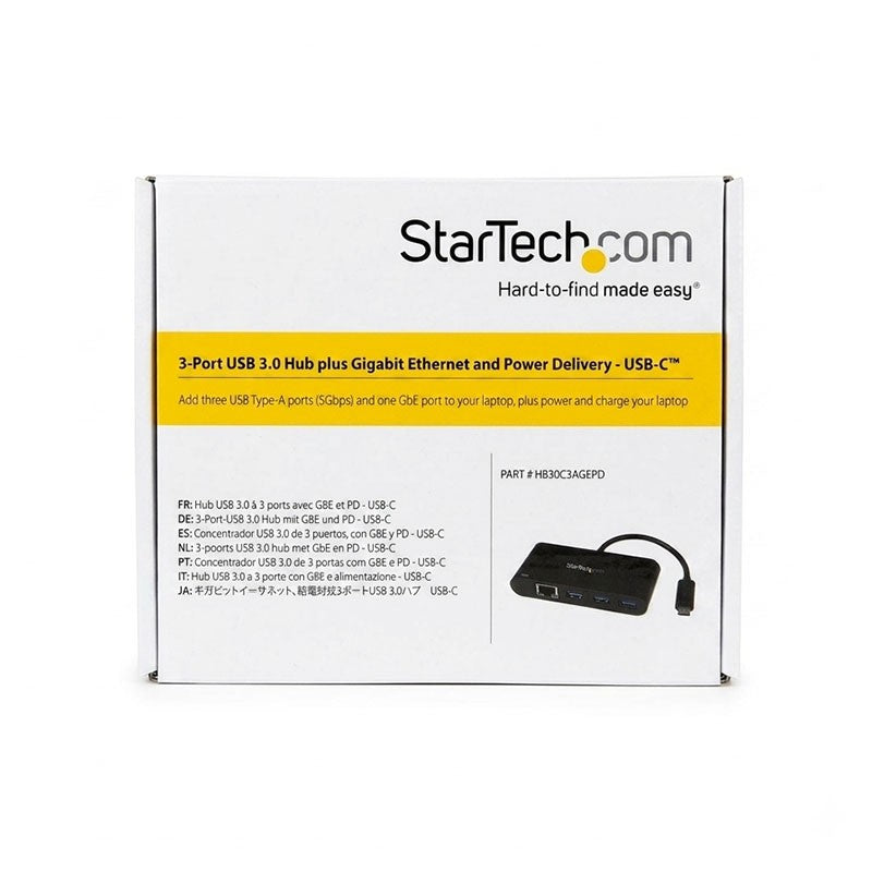 Adaptador Multipuertos StarTech USB Tipo C HUB 3x USB 3.0 1x RJ45 Ethernet y PD, Km0 Caja Original
