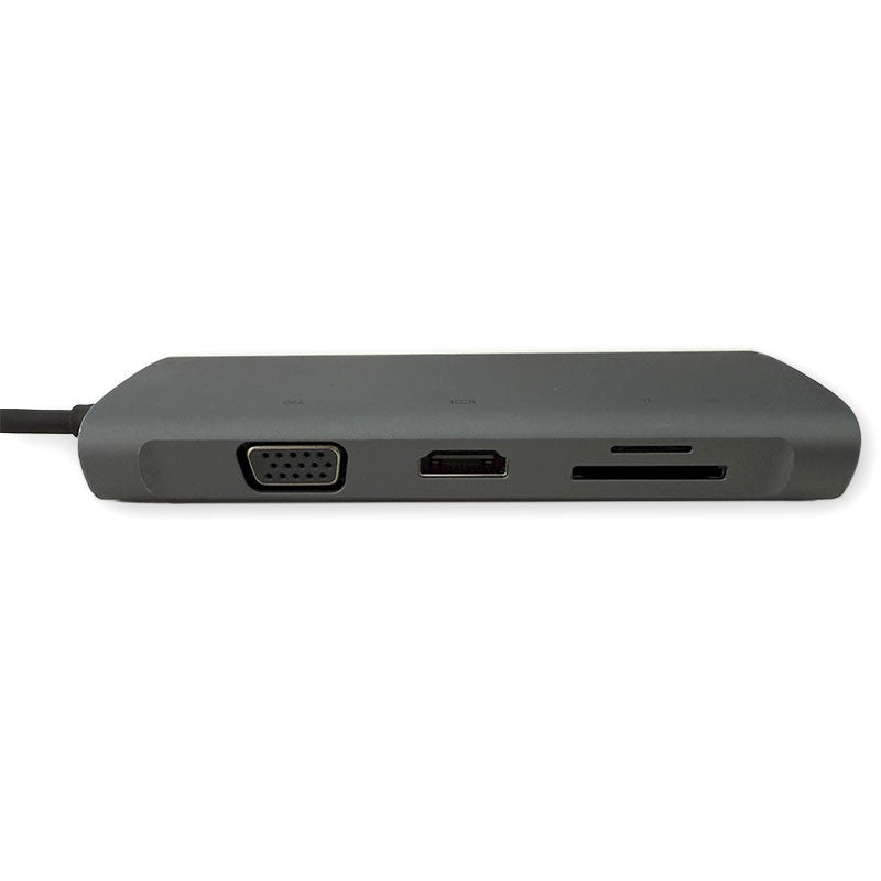 Adaptador Multipuertos 10 en 1 USB-C HUB 4x USB 1x USB-C RJ45 HDMI VGA Jack 3.5 Lector SD/MicroSD, A+