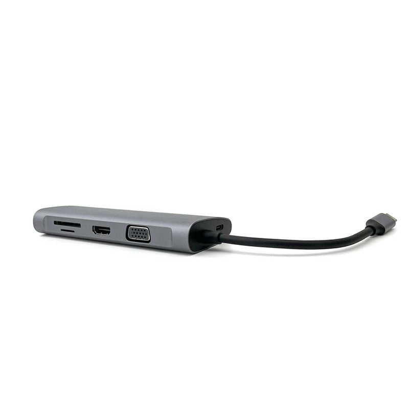 Adaptador Multipuertos 10 en 1 USB-C HUB 4x USB 1x USB-C RJ45 HDMI VGA Jack 3.5 Lector SD/MicroSD, A