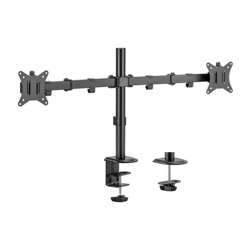 AISENS DT32TSR-149 Soporte de Mesa para 2 Monitores 17"-32" Eco Giratorio Inclinable 9kg/Brazo, Nuevo