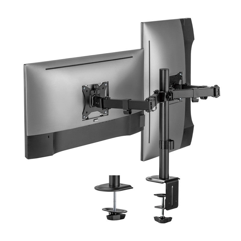 AISENS DT32TSR-149 Soporte de Mesa para 2 Monitores 17"-32" Eco Giratorio Inclinable 9kg/Brazo, Nuevo