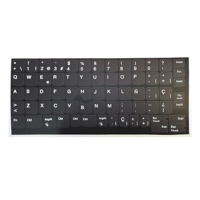 Kit Pegatinas Teclado Español Completo para Lenovo, Vinilo Resistente con Fondo Negro UV
