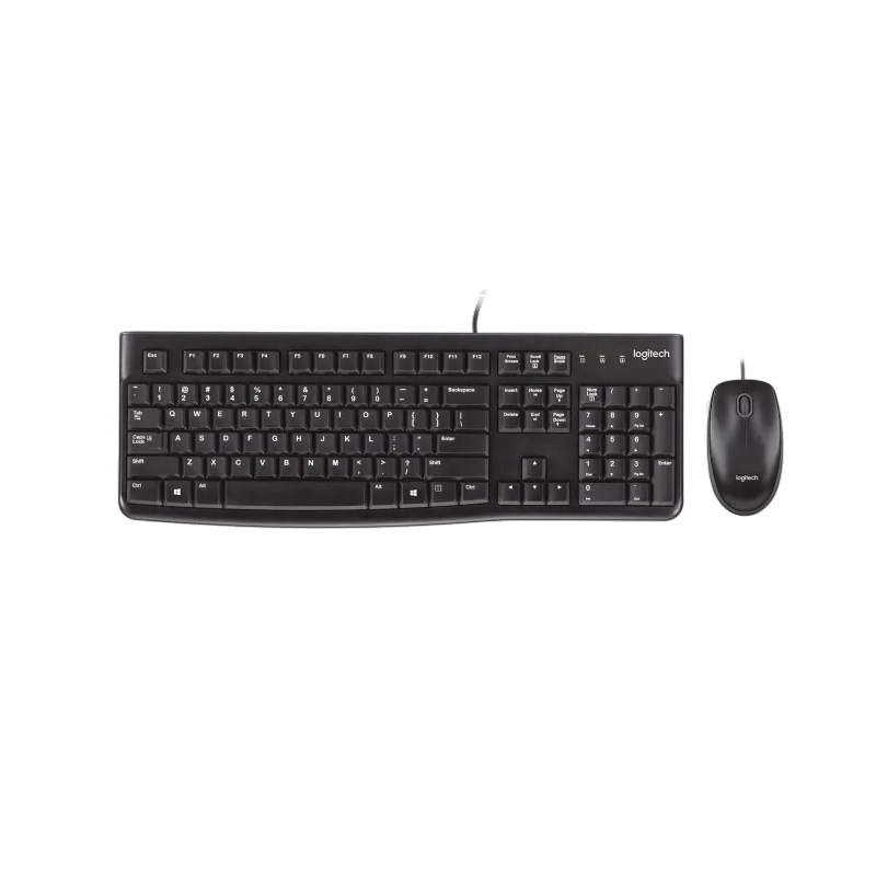 Teclado + Ratón Logitech MK120 Cableado, Negro, Nuevo