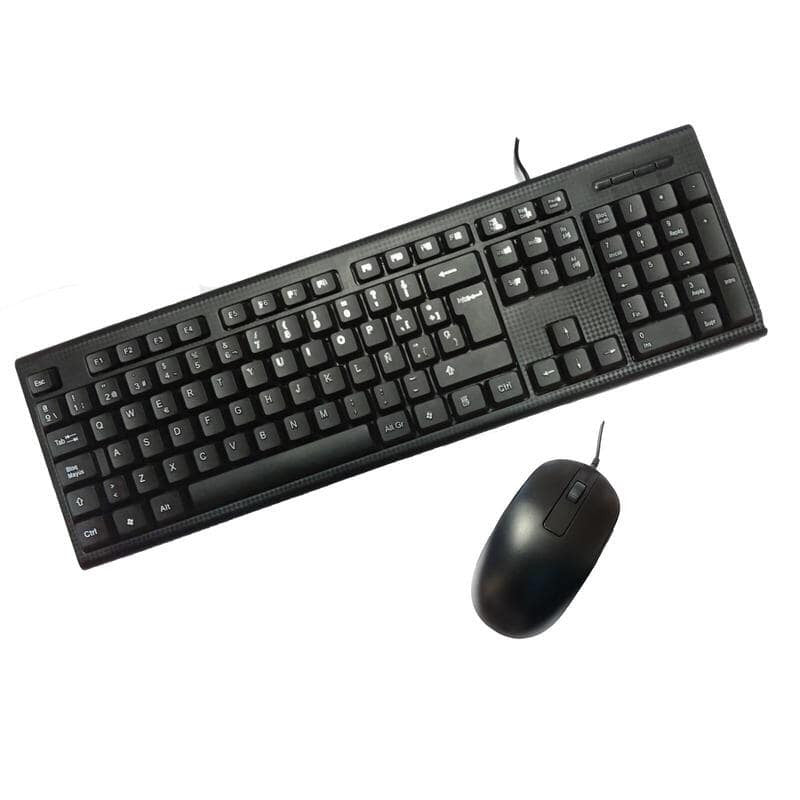 Kit Teclado + Ratón USB PCCASE Wired Negro, Nuevo