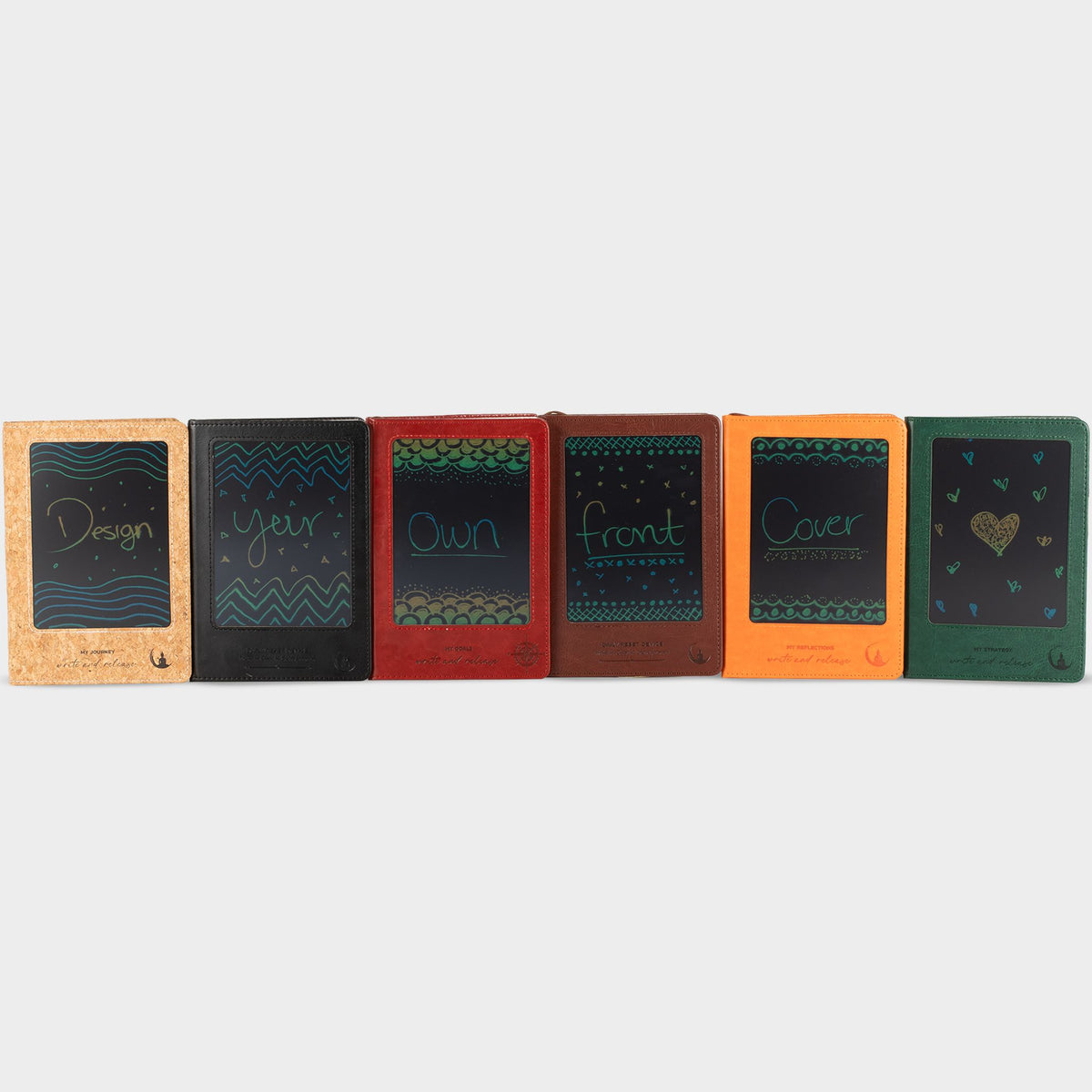Cuaderno de Intención A5 - Pantalla LCD de limpieza - Efecto cuero verde - 80 hojas