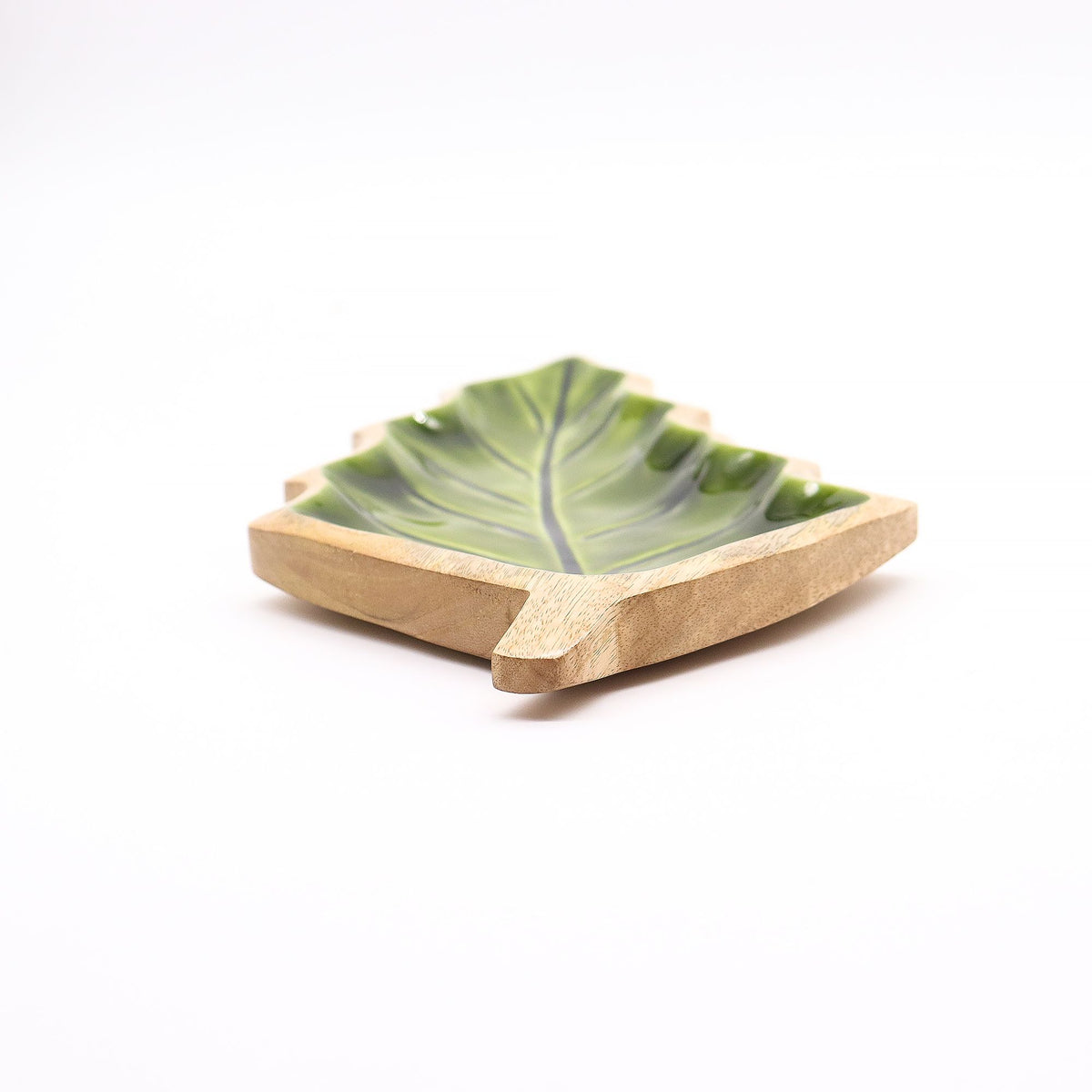 Perdido en el Bosque -  Tazón de madera con hoja esmaltada - 33x17cm