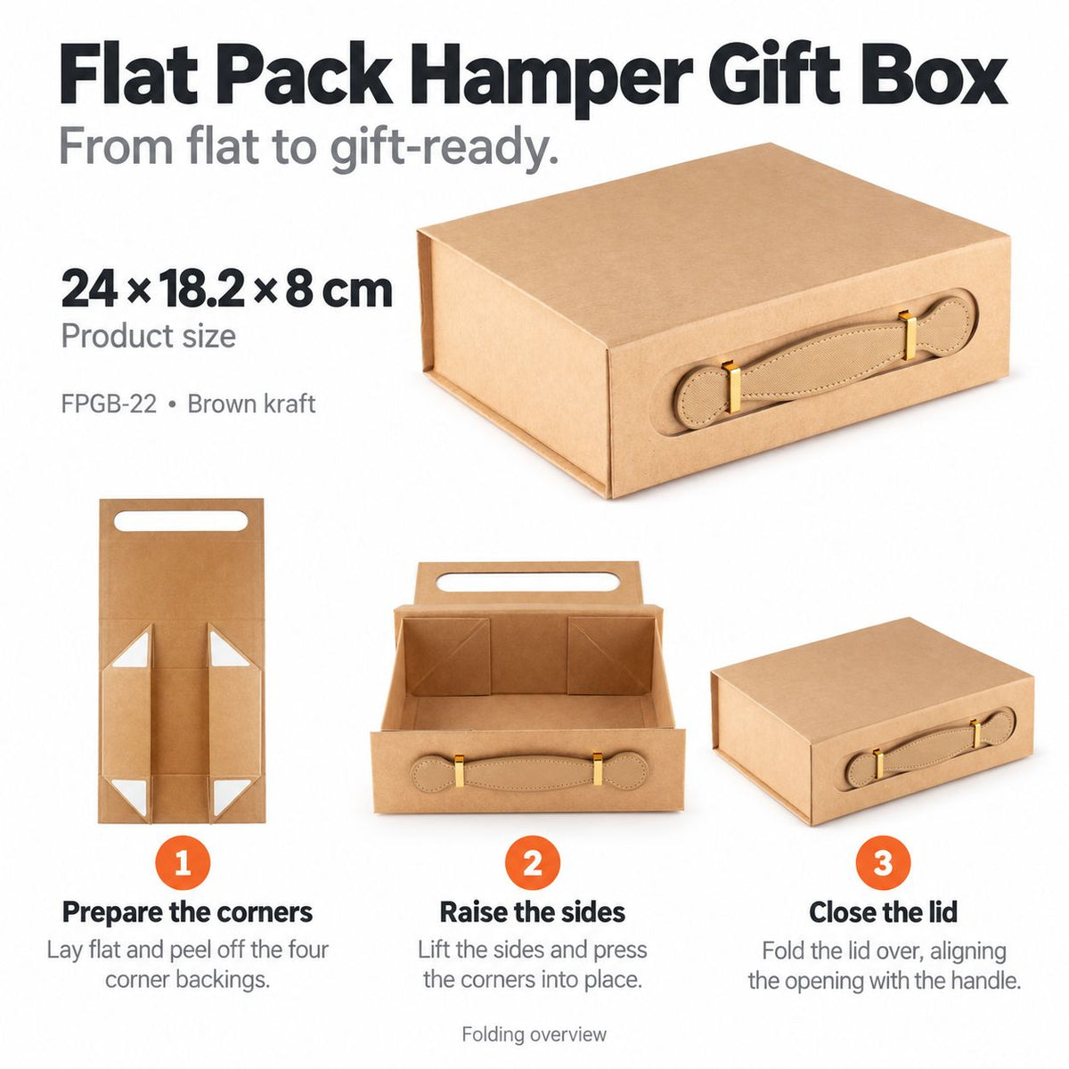 Caja de regalo plana - cesta mediana  (24x18.2x8cm) - Blanco