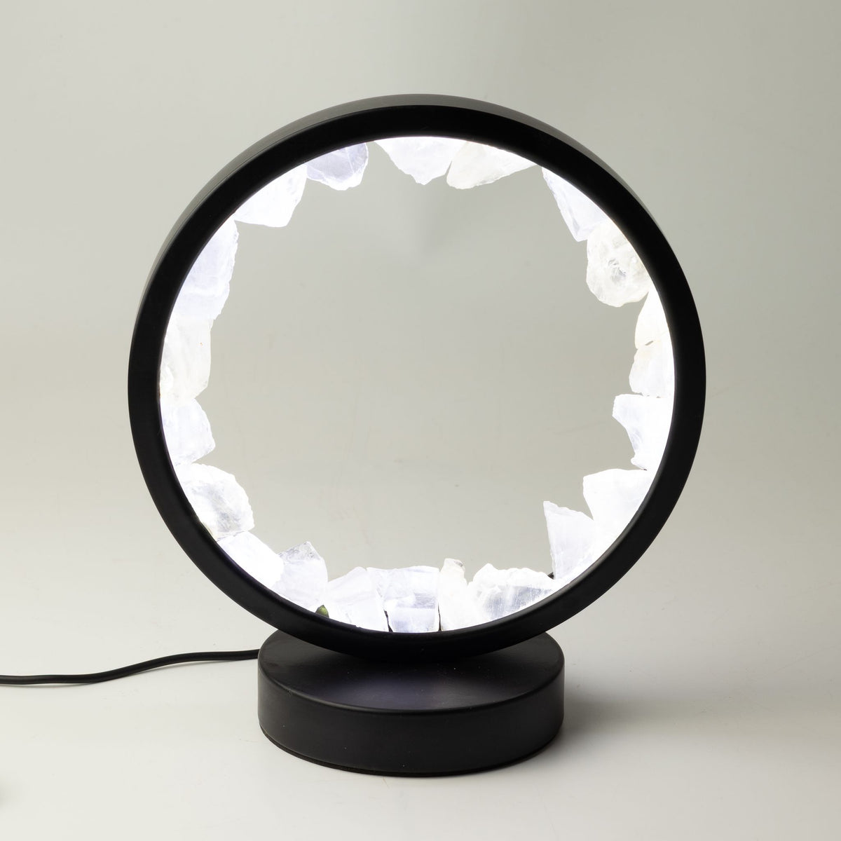Lámpara con halo de gemas Mente Zen – Cuarzo transparente