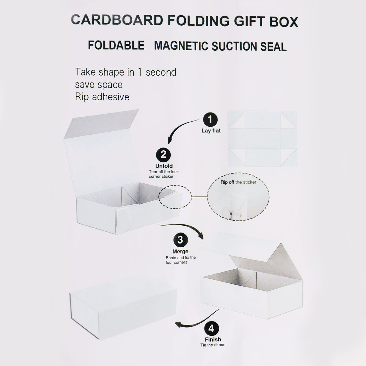 Caja de regalo plegable con Lazo 28.2x20.2x9.2 cm - Marfil