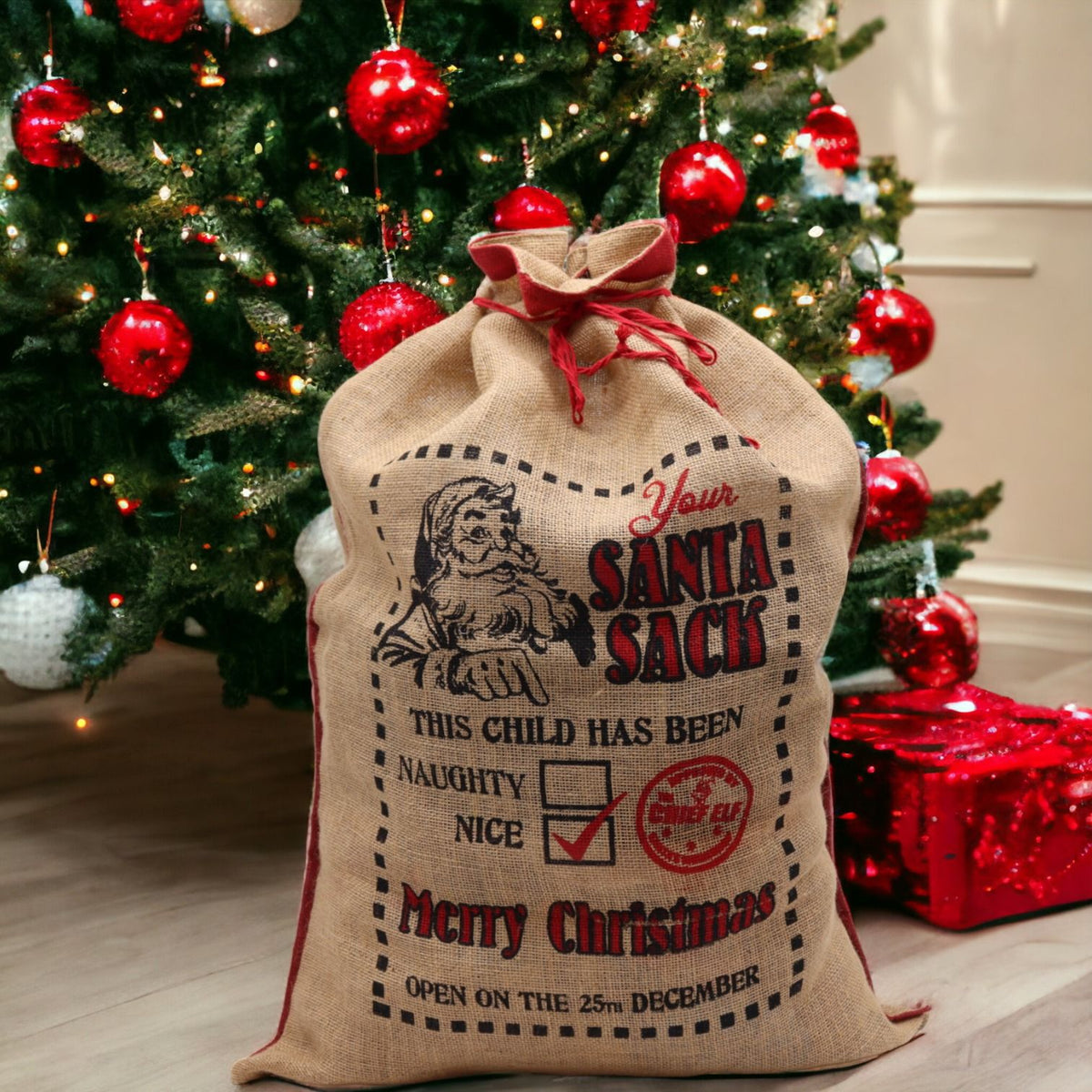 Sacos de yute Santa - ¡Este niño ha sido... bueno!