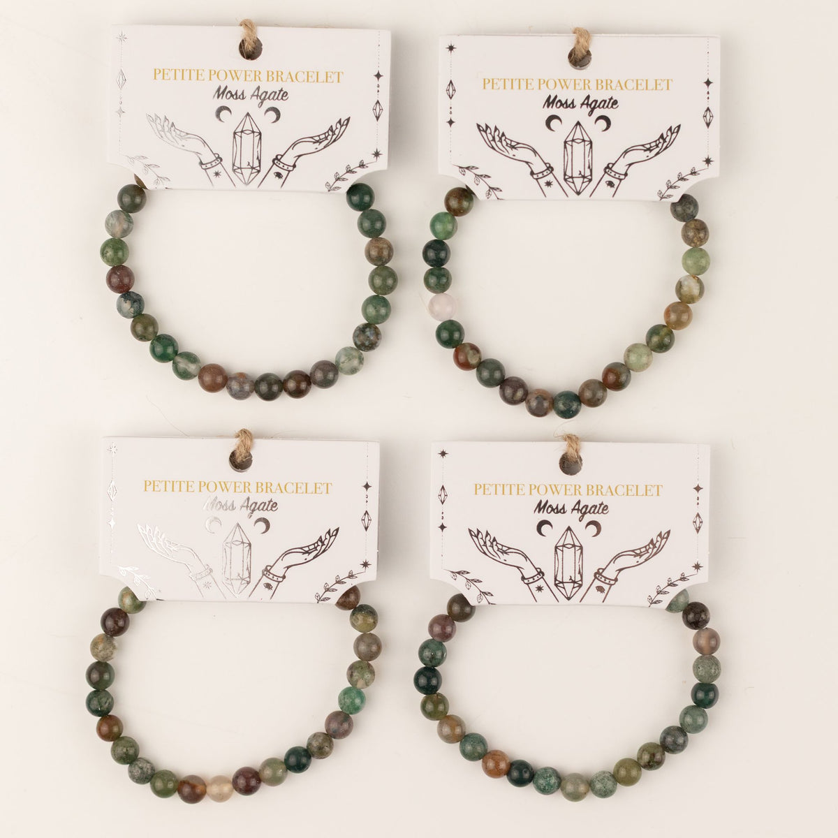 Pulsera Petite Power (17 cm x 6 mm) - ágata musgosa