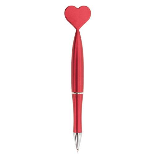 Bolígrafo corazón metalizado rojo