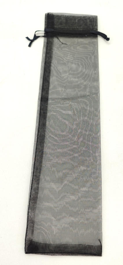 Lote 82 bolsas de organza abanicos 7 x 28,5 cm negras